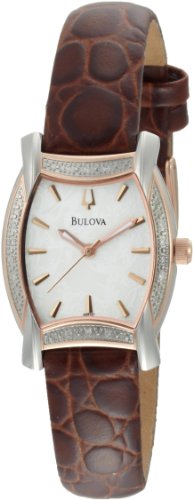 Bulova Women's 98R137 Diamond Case Mother-Of-Pearl Dial Strap Watch รูปที่ 1