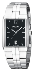 Pulsar Men's PXDB49 Stainless Steel Case and Bracelet Black Dial Watch