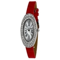 Golden Classic Women's 5146_red Spring Fling Oval Rhinestone Crocodile-Print Leather Watch