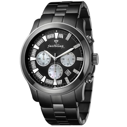 Just Bling Men's JB-6218-H Classic Black Ion Chronograph Diamond Watch รูปที่ 1