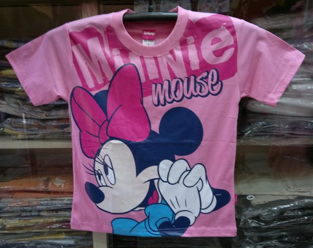 เสื้อยืดคอกลม Mickey Mouse No.S-L สีชมพู ลิขสิทธิ์แท้ รูปที่ 3