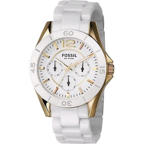 Fossil Woman's White Multifunction Ceramic Dial Watch CE1006 รูปที่ 1