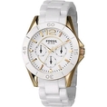 Fossil Woman's White Multifunction Ceramic Dial Watch CE1006