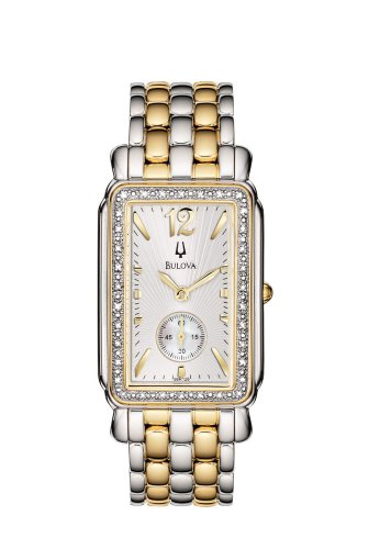 Bulova Women's 98R126 Diamond Accented Case Bracelet White Dial Watch รูปที่ 1