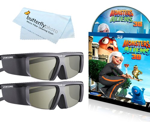 2 Pack Samsung SSG-2100AB Battery 3D Glasses & Bonus Monsters vs. Aliens 3D Movie & Micro Fiber Cleaning Cloth รูปที่ 1