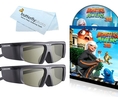 2 Pack Samsung SSG-2100AB Battery 3D Glasses & Bonus Monsters vs. Aliens 3D Movie & Micro Fiber Cleaning Cloth