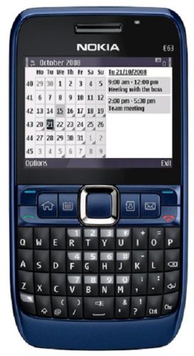 Nokia E63-2 Unlocked Phone with 2 MP Camera, 3G, Wi-Fi, Media Player, and MicroSD Slot--U.S. Version with Warranty (Ultramarine Blue) รูปที่ 1