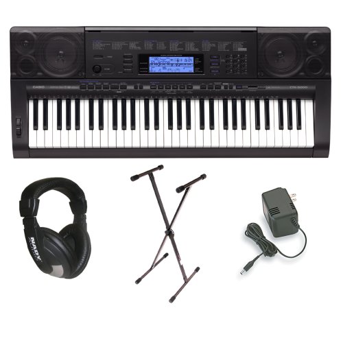 Casio CTK-5000 Premium Keyboard Pack with Power Supply, Keyboard Stand and Professional Closed Cup Stereo Headphones รูปที่ 1