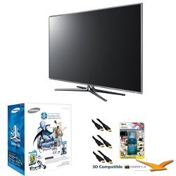 Samsung UN55D7000 55 Inches 1080p 240Hz 3D LED HDTV (Silver) 3D Bundle with UN55D7000, SSG-P3100M 3D Starter Kit, Xtreme 6 ft 1.4v HDMI Cables (x3), and TV Screen Cleaning Solution รูปที่ 1