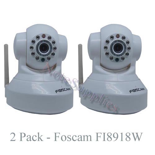 2 Pack - Foscam FI8918W Wireless/Wired Pan & Tilt IP Camera with 8 Meter Night Vision and 3.6mm Lens (67° Viewing Angle) - White ( CCTV ) รูปที่ 1