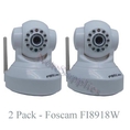 2 Pack - Foscam FI8918W Wireless/Wired Pan & Tilt IP Camera with 8 Meter Night Vision and 3.6mm Lens (67° Viewing Angle) - White ( CCTV )