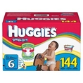 Huggies Diapers Size: 6; Quantity: 144 LeakLock protection, Large Adjustable Fasteners ( Baby Diaper Huggie )