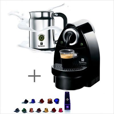 Nespresso C100-US-AERO-B Essenza Automatic Single-Serve Espresso Machine with Nespresso Aeroccino Milk Frother, Black รูปที่ 1