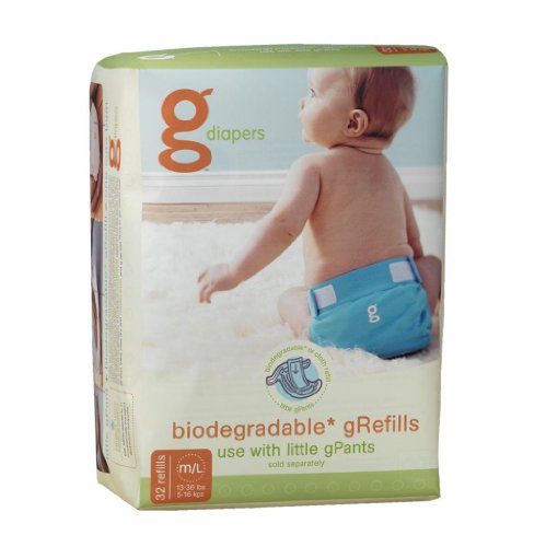 gDiapers Biodegradable gRefills 32 Count - Medium/Large (13-36 lbs) รูปที่ 1