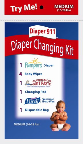 Diaper911 Diaper Changing Kit 6 Pack+Portable Diaper Bag (Medium) For Children 16-28 lbs. ( Baby Diaper Diaper911 ) รูปที่ 1