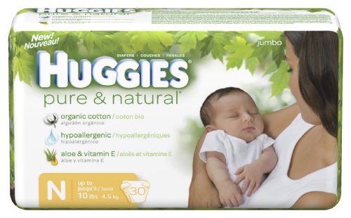 Huggies Pure & Natural Diapers, Newborn, 30-Count (Pack of 6) รูปที่ 1