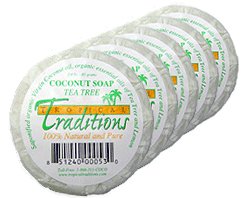 Tropical Traditions Organic Virgin Coconut Oil Soaps - Tea Tree Oil - 5 bars - 3.4 oz. each รูปที่ 1