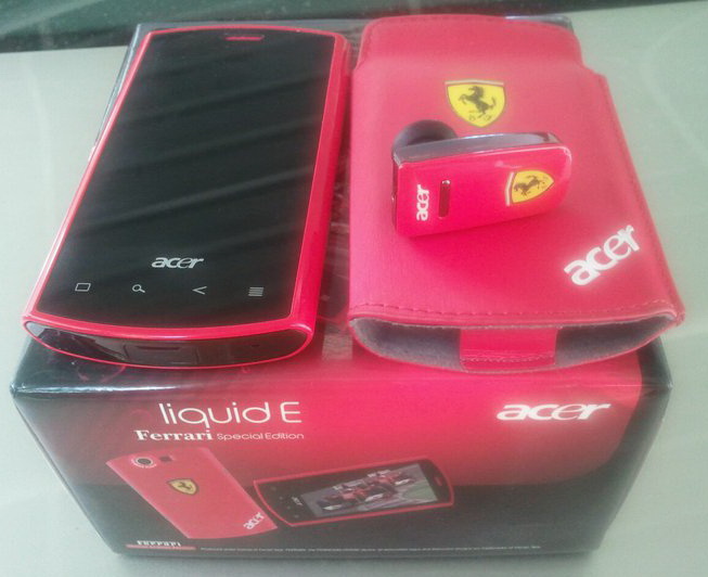 ต้องการขาย Acer Liquid E Ferrari อุปกรณ์ครบยกกล่อง พร้อมบลูทูธ สภาพสวย 100% ราคา 11500 บาท สนใจโทร 089-5596600 ส้ม รูปที่ 1