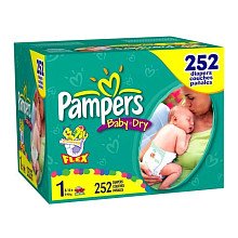 Pampers Baby Dry Diapers Value Box, Size 1, 252 Count รูปที่ 1