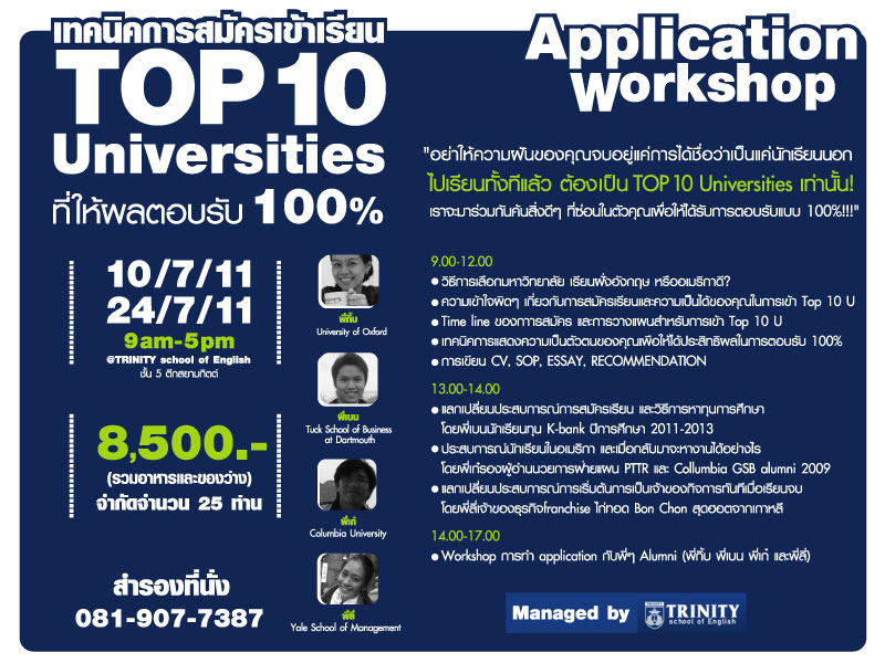 เทคนิคการสมัครเข้าเรียน TOP 10 Universities ให้ผลตอบรับ 100% รูปที่ 1