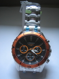 ขายนาฬิกา J.Spring By Seiko จับเวลา Chronograph หน้าปัดดำขอบส้ม ระบบ Quartz
