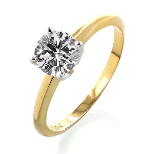 14k White or Yellow Gold Round 4-Prong Solitaire Diamond Ring (1/4 ct,...