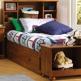 Sand Castle Mates Bed with Bookcase Headboard in Sunny Pine by South Shore 