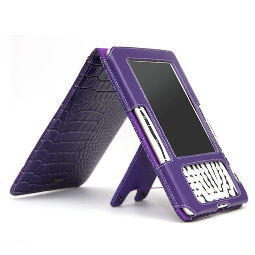 JAVOedge Purple Croc Flip Style Case for the Amazon Kindle 2 (2nd Gen) รูปที่ 3