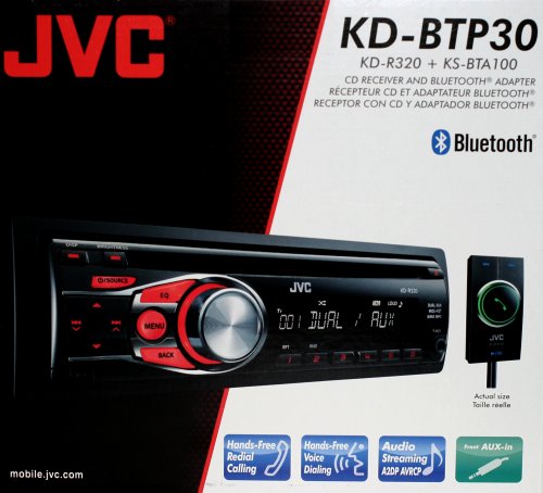 JVC KD-BTP30 In-Dash Single DIN CD/MP3/WMA Receiver with Included Bluetooth Adapter and Dual Front/Rear Aux (JVC KDBTP30) ( JVC Car audio player ) รูปที่ 1