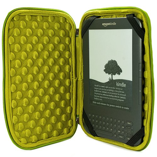 SumacLife Black-Green Micro Suede Durable Zipper Sleeve for Amazon Kindle 6 Inch Amazon Kindle Wi-Fi Graphite 6