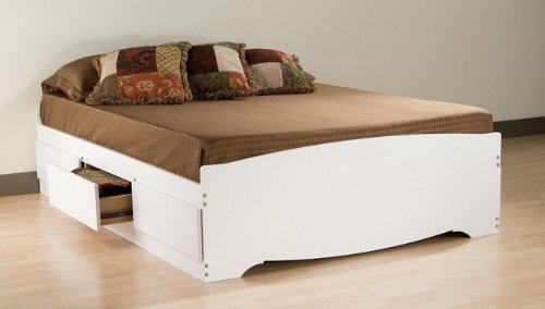 Monterey Captain's Platform Queen Bed In White Finish By Prepac Furniture  รูปที่ 1