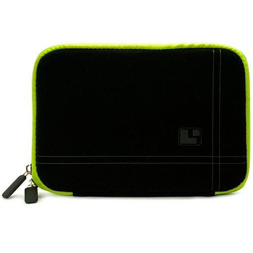 SumacLife Black-Green Micro Suede Durable Zipper Sleeve for Amazon Kindle 6 Inch Amazon Kindle Wi-Fi Graphite 6