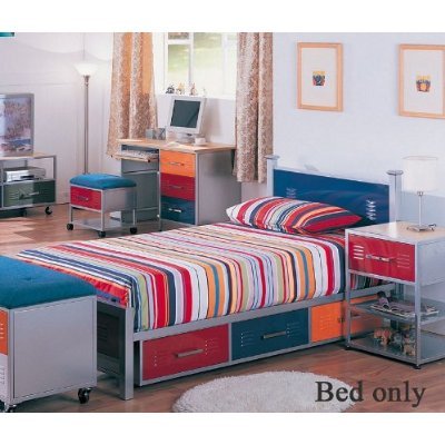 Twin Size Metal Bed with Storage Drawers in Multicolor Finish  รูปที่ 1