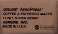 Aeropress Coffee and Espresso Maker with Eco Friendly Packaging