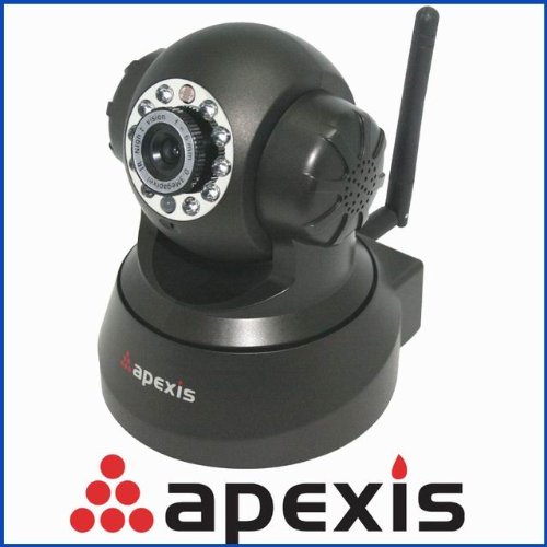 Apexis APM-J011 Wireless/Wired Pan & Tilt IP Camera with 8 Meter Night Vision f: 6 mm, F:2.0 (IR Lens) (60° Viewing Angle) Support Microsoft Windows 2000/XP/Vista/WIN7 Black ( CCTV ) รูปที่ 1