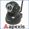 Apexis APM-J011 Wireless/Wired Pan & Tilt IP Camera with 8 Meter Night Vision f: 6 mm, F:2.0 (IR Lens) (60° Viewing Angle) Support Microsoft Windows 2000/XP/Vista/WIN7 Black ( CCTV )