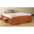 Cherry Finish Queen Size Platform Captain Storage Bed W/drawers 