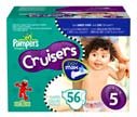 Pampers Cruisers Diapers Size 5 27+ Lbs, 56.0 CT (2 Pack) ( Baby Diaper Pampers ) รูปที่ 1