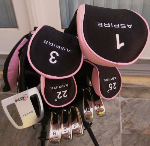 Ladies Latest Model Complete Golf Set Clubs Right Handed Pink Color Driver, 3 Wood, Hybrids, Irons, 2 Ball Putter & Bag ( Aspire Golf Co. Golf ) รูปที่ 1