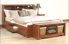 รูปย่อ Queen Size Cherry Platform Bed with Bookcase Headboard  รูปที่2