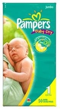 PAMPERS BABY-DRY SIZE 1 JUMBO 2X50