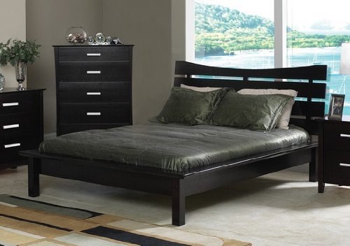 Contemporary Style Cappuccino Finish Queen Size Platform Bed  รูปที่ 1