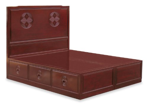 Chinese-Style Queen Size Rosewood Platform Bed - Longevity Design  รูปที่ 1