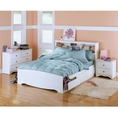 Queen Size White Storage Bed with Bookcase Headboard (Wood bed)