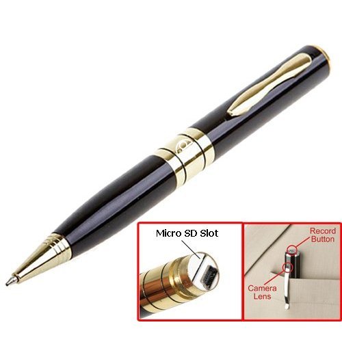 DBTech Mini DVR Video Pen - Gold-accented Executive Pen w/Micro SD Slot Expandable to 8gb, Captures High Res Photos and Video ( CCTV ) รูปที่ 1