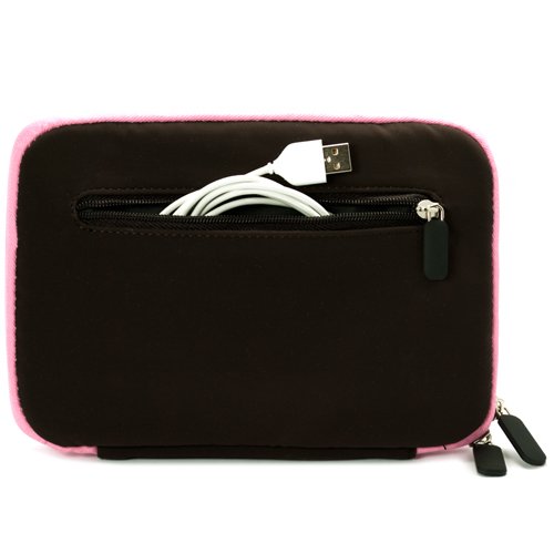 SumacLife Brown-Pink Micro Suede Durable Zipper Sleeve for Amazon Kindle 6 Inch Amazon Kindle Wi-Fi Graphite 6