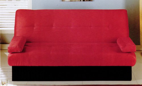 Red Microfiber Sofa Bed with Black Storage Base  รูปที่ 1