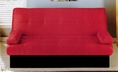 Red Microfiber Sofa Bed with Black Storage Base 