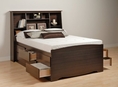 Tall Full Size Platform Bed with Bookcase Headboard - Prepac Furniture - EDB-5612-SET-2 