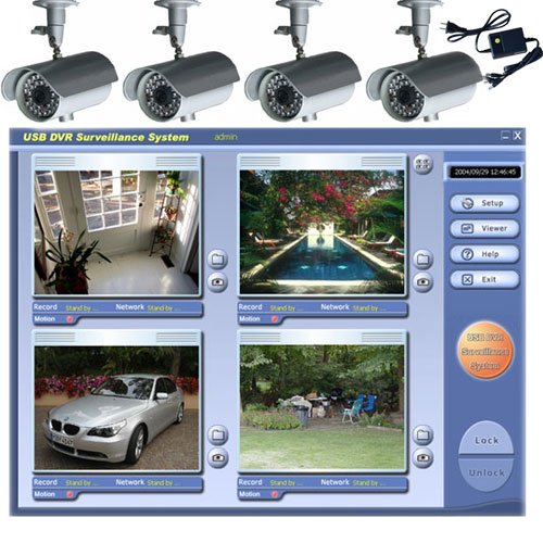 VideoSecu 4 Color Infrared IR Day Night Video Security Cameras USB Internet Remote Control DVR CCTV Home Security System W48 ( CCTV ) รูปที่ 1
